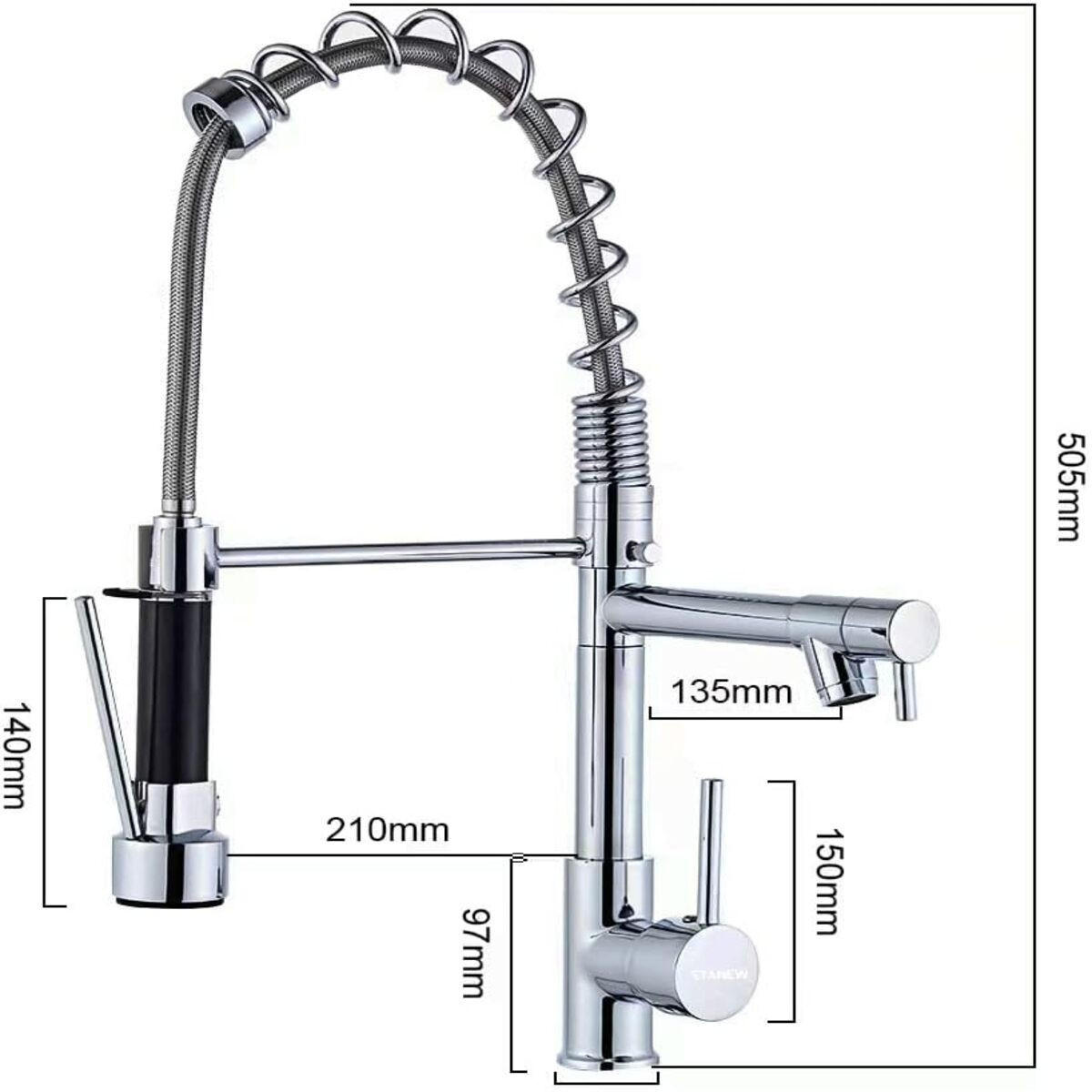 KÜCHENARMATUR MIT AUSZUGSDUSCHE 2 STRAHLARTEN 360° DREHBAR - Silberfarben, Metall (50/13/21cm) - Authentics