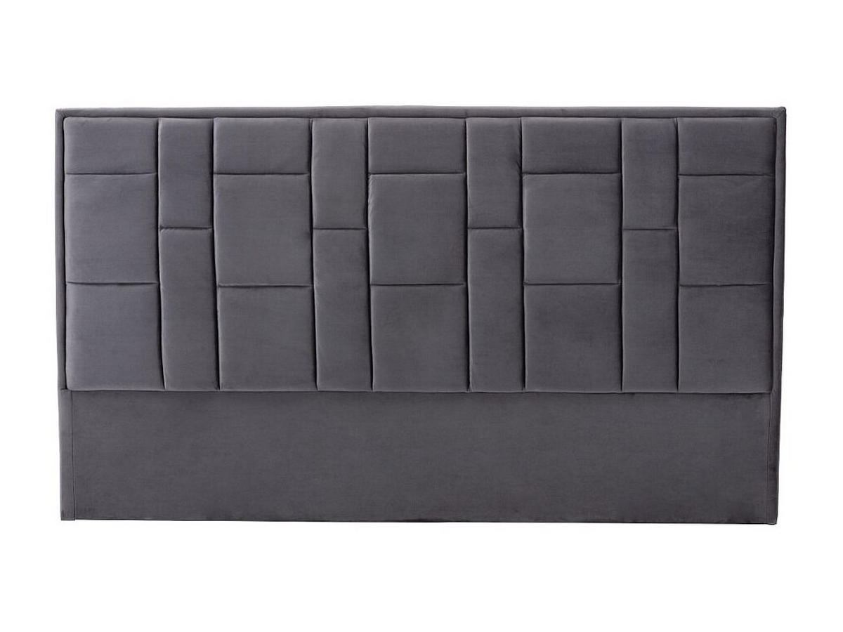 BETTKOPFTEIL - 180 cm - Samt - Dunkelgrau - HERMINE - Grau, Textil (180/110/8cm) - Vente-Unique