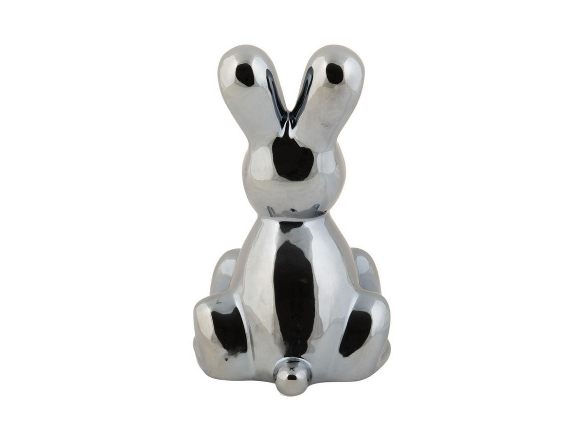 SKULPTUR Balloon Bunny 10/9/15 cm - Schwarz, Keramik (9/15/10cm) - Present Time