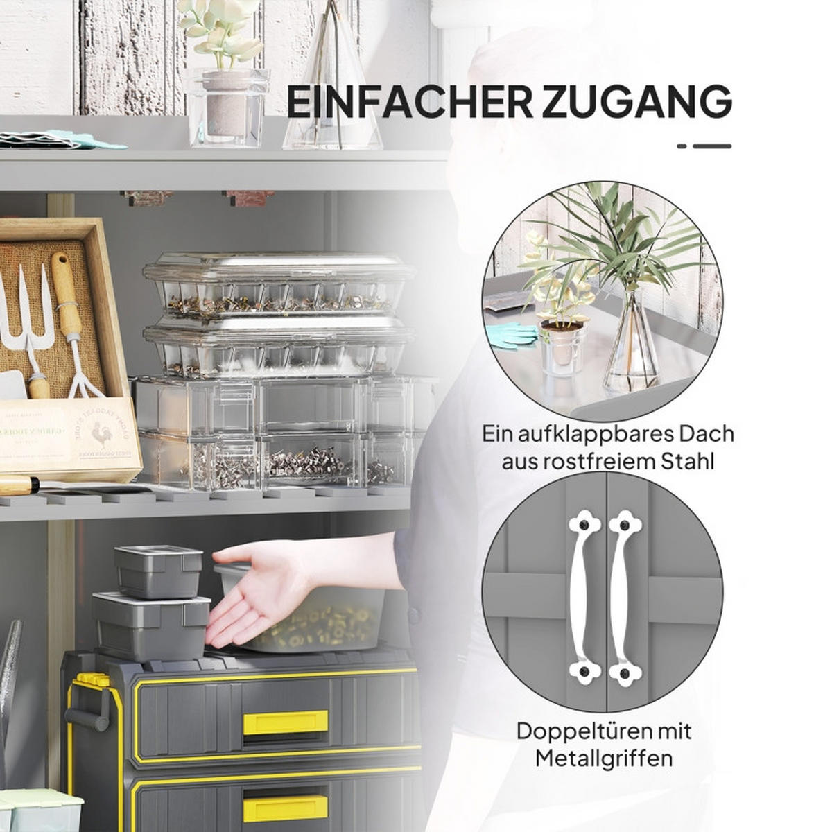 GARTENSCHRANK Arbeitsfläche Grau - Grau, Metall (43/88/74cm) - ComfortXL