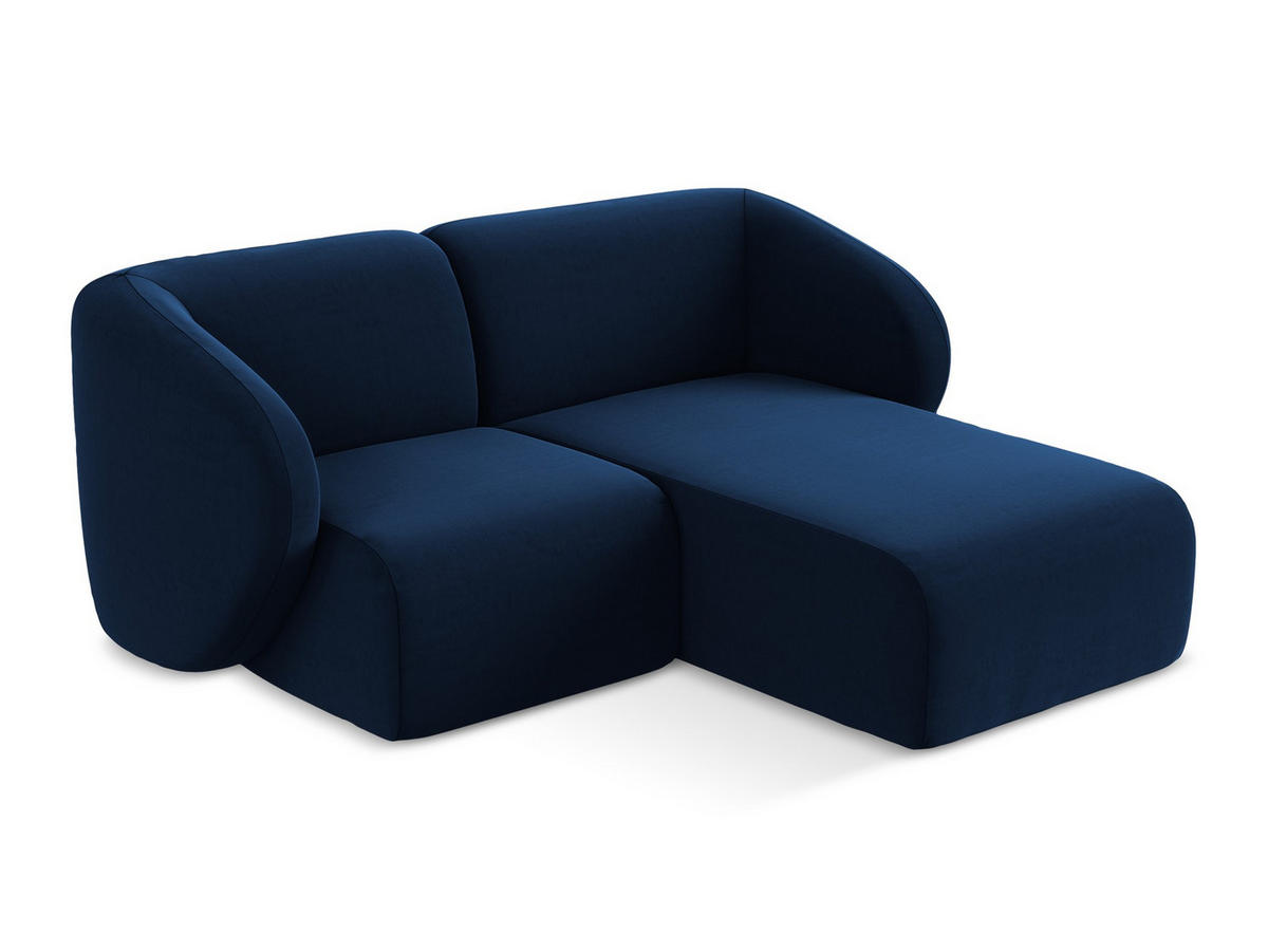 ECKSOFA Rechts Samt Stoff Blau - Türkis/Schwarz, Holzwerkstoff/Kunststoff (178/166cm) - Makamii