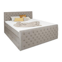 BOXSPRINGBETT Victoria Grau 160 /200 cm H2/H3 Samt - Grau, Textil (160/200cm) - wonello