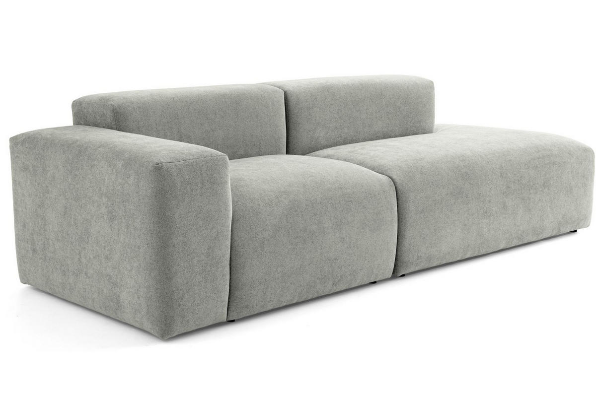 3-SITZER modulares Sofa HEAVEN SET 1 Rechts, Breite 255 cm Webstoff Grau - Schwarz/Grau, Holz/Kunststoff (102/71/255cm) - Muffo