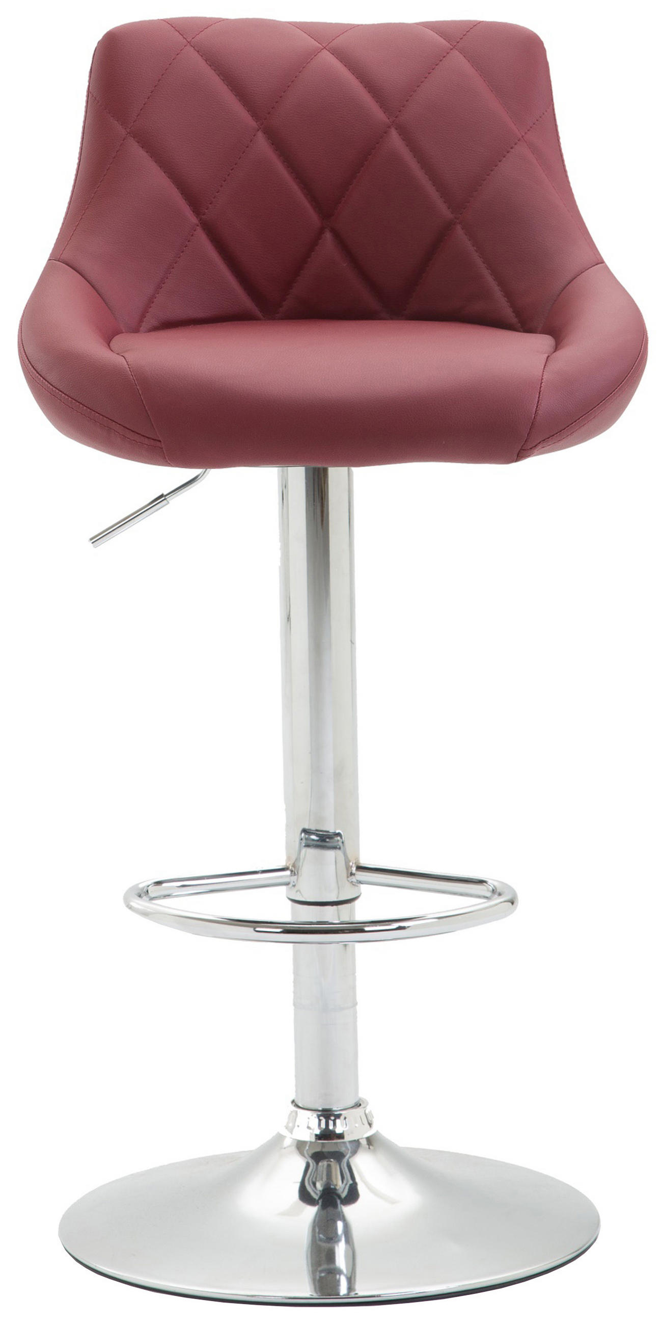 BARHOCKER 2er Set Lederlook bordeauxrot - Chromfarben/Bordeaux, Textil/Metall (46/83/49cm) - CLP
