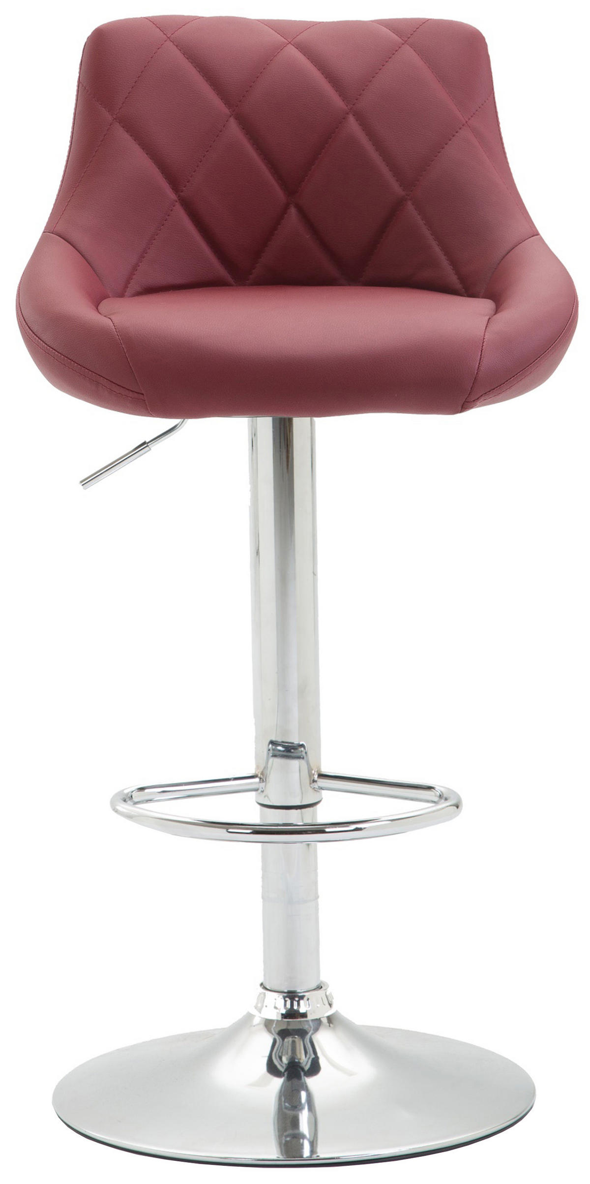 BARHOCKER Lederlook bordeauxrot - Chromfarben/Bordeaux, Textil/Metall (46/83/49cm) - CLP