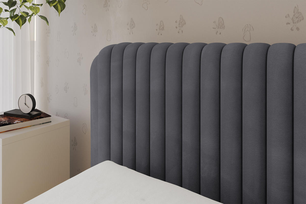 EINZELLBETT Jugendbett mit Bettkasten und Matratze H3/H4, Rechts - AURY 80x200 Dunkelgrau - Titanfarben, Holzwerkstoff/Textil (80/200cm) - ALTDECOR