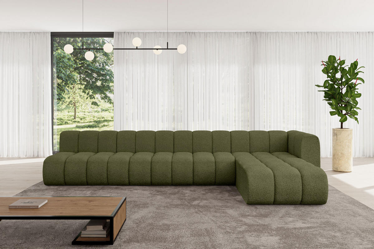 ECKSOFA modulares Sofa Darnel-L3 - 387x177x70 cm Grün - Grün, Holzwerkstoff/Textil (387/177cm) - ALTDECOR