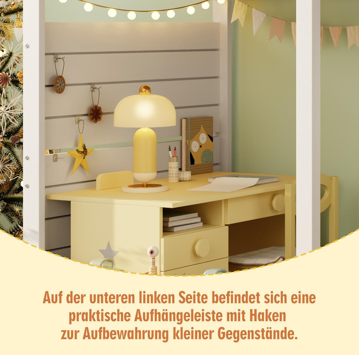 KINDEREINZELBETTEN aus Massivholz 90x200 cm in Weiß mit Stauraumtreppe & Fenster - Weiß, Holz (90/200cm) - Modfu