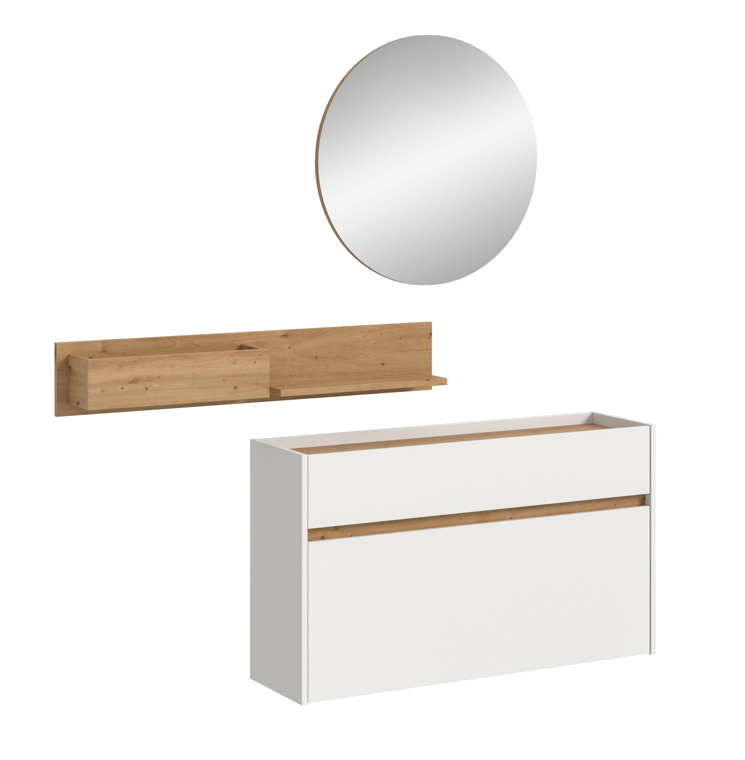 GARDEROBE Flow 3-tlg. (B/H/T: ca. 140/197/32 cm) in Weiß/weiß - Weiß, Holzwerkstoff (140/197/32cm) - Homes & Jones
