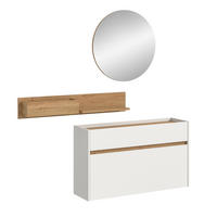 GARDEROBE Flow 3-tlg. (B/H/T: ca. 140/197/32 cm) in Weiß/weiß - Weiß, Holzwerkstoff (140/197/32cm) - Homes & Jones