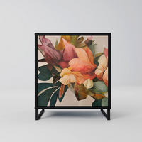 SIDEBOARD STYLISH BEAUTY, Schwarz, 57,5x42x67,5 cm, Schwarze Metall-Rahmenfüße - Multicolor/Schwarz, Holzwerkstoff/Metall (57.5/67.5/42cm) - SpaceRebels