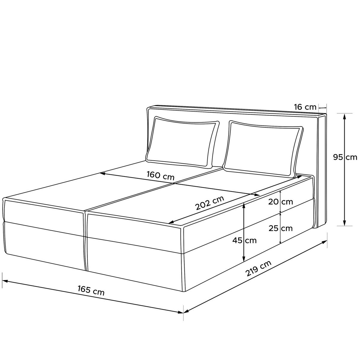 BOXSPRINGBETT ROTI mit Stauraum, hellgrau - Hellgrau/Schwarz, Holz/Holzwerkstoff (160/200cm) - KONSIMO®