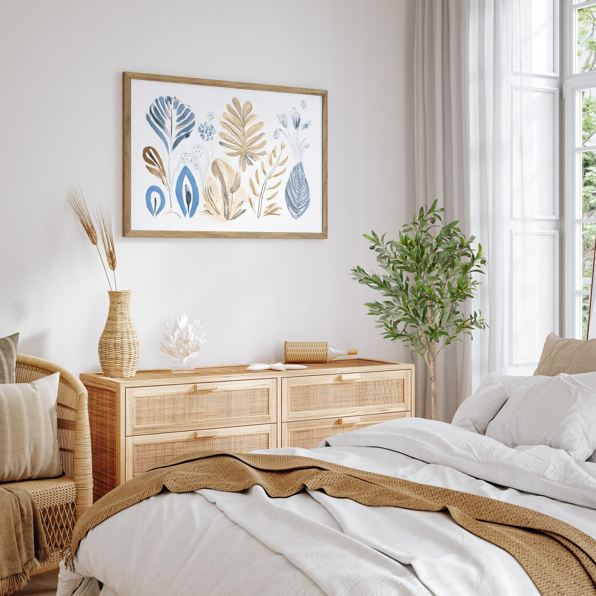 OLIVENBAUM - Dunkelgrün/Grün, Kunststoff/Stein (120cm) - Relaxdays