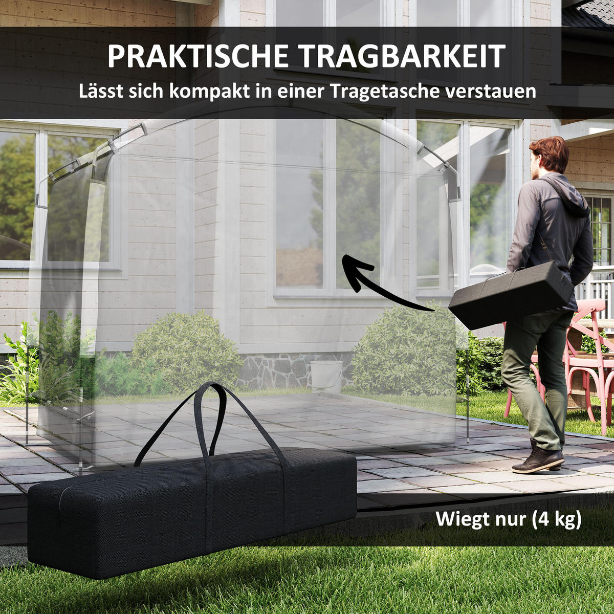 FAHRRADGARAGE Fiberglas Oxford-Gewebe Dunkelgrau - Dunkelgrau, Textil (150/195/220cm) - Outsunny