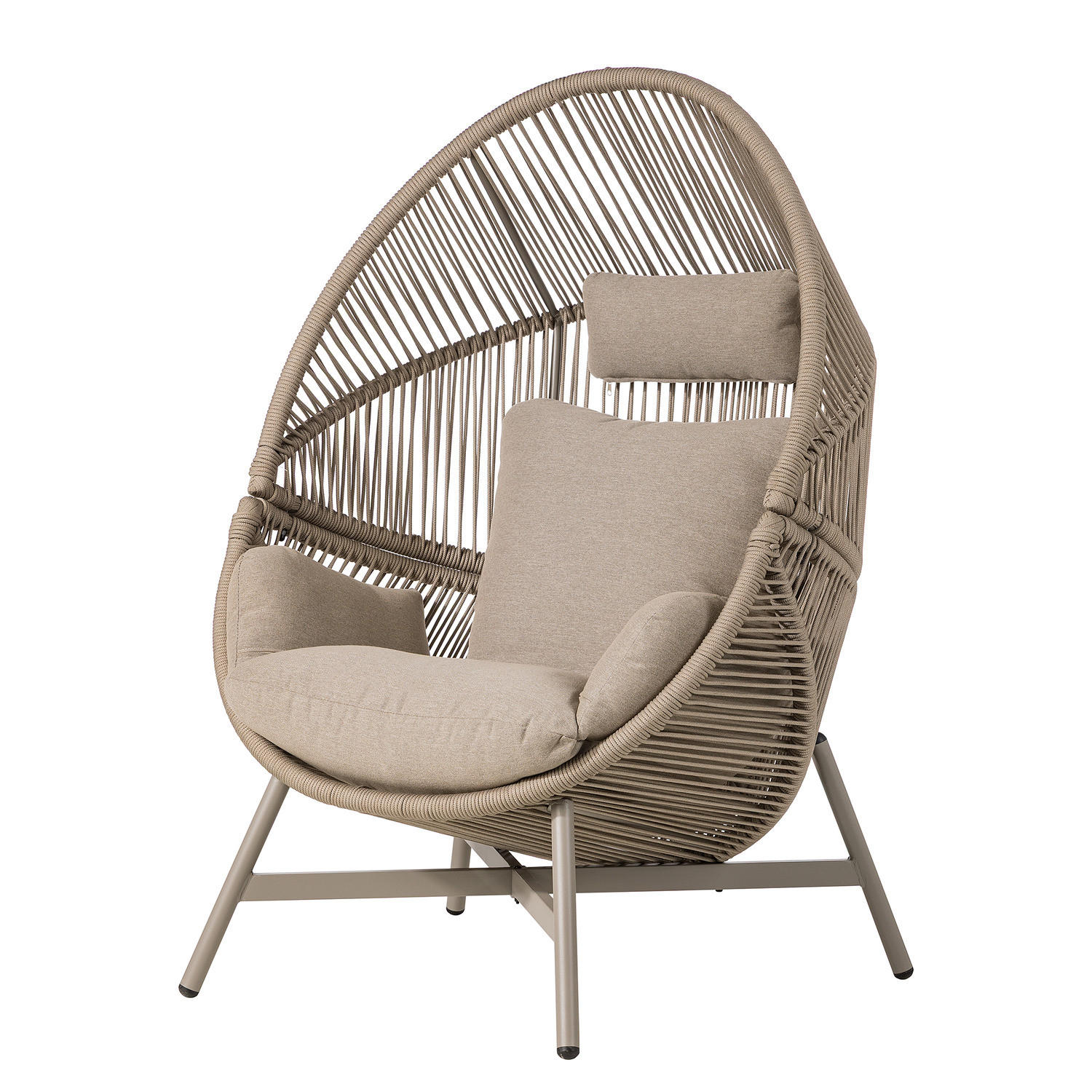 GARTENSESSEL - Eisen / Polyester - Beige, Textil/Metall (100/140/100cm) - home24