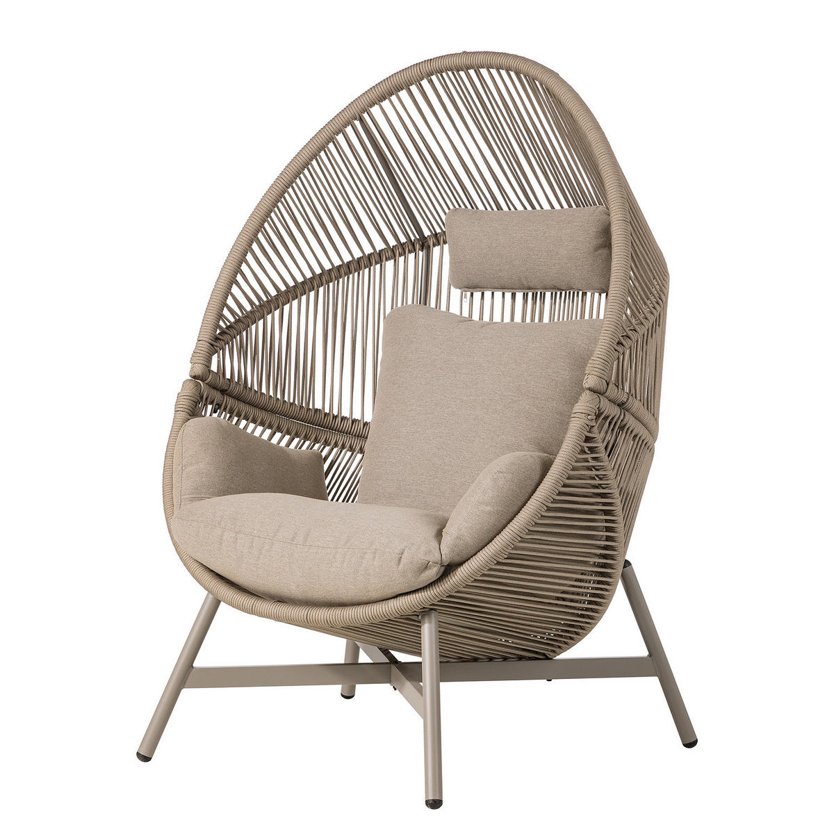 GARTENSESSEL - Eisen / Polyester - Beige, Textil/Metall (100/140/100cm) - home24