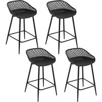 BARHOCKER 4er Set aus PP-Kunststoff, Schwarz - Schwarz, Kunststoff/Metall (44/84.5/47cm) - Woltu