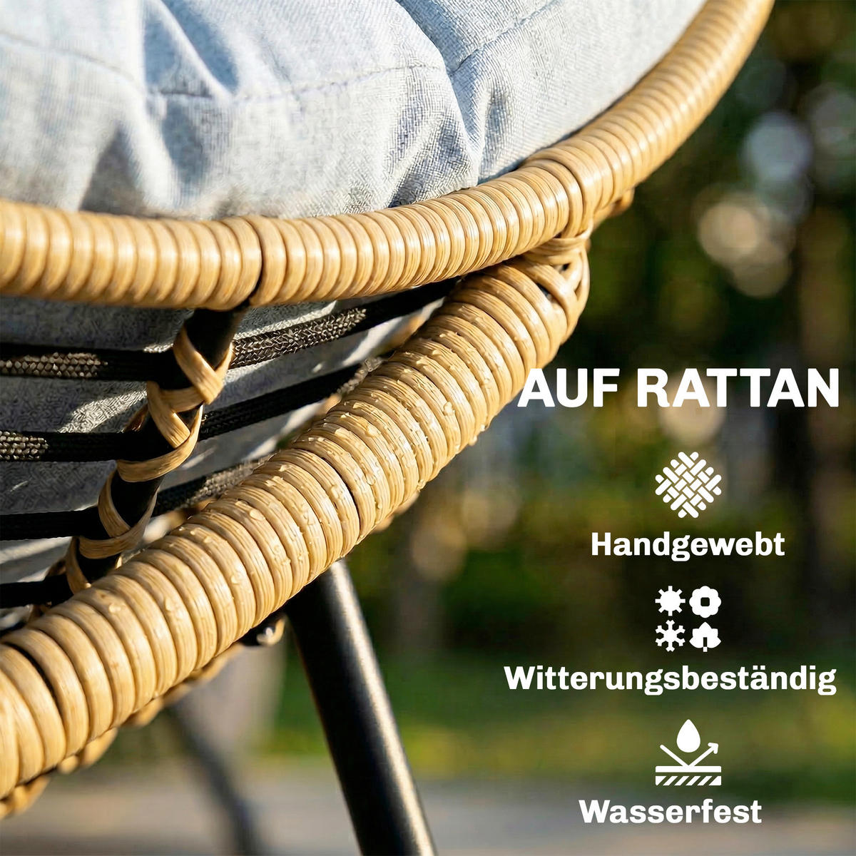 RATTAN-SCHAUKELSTUHL Metall PE-Rattan Grau - Dunkelgrau/Grau, Textil/Metall (87/70/110cm) - Outsunny