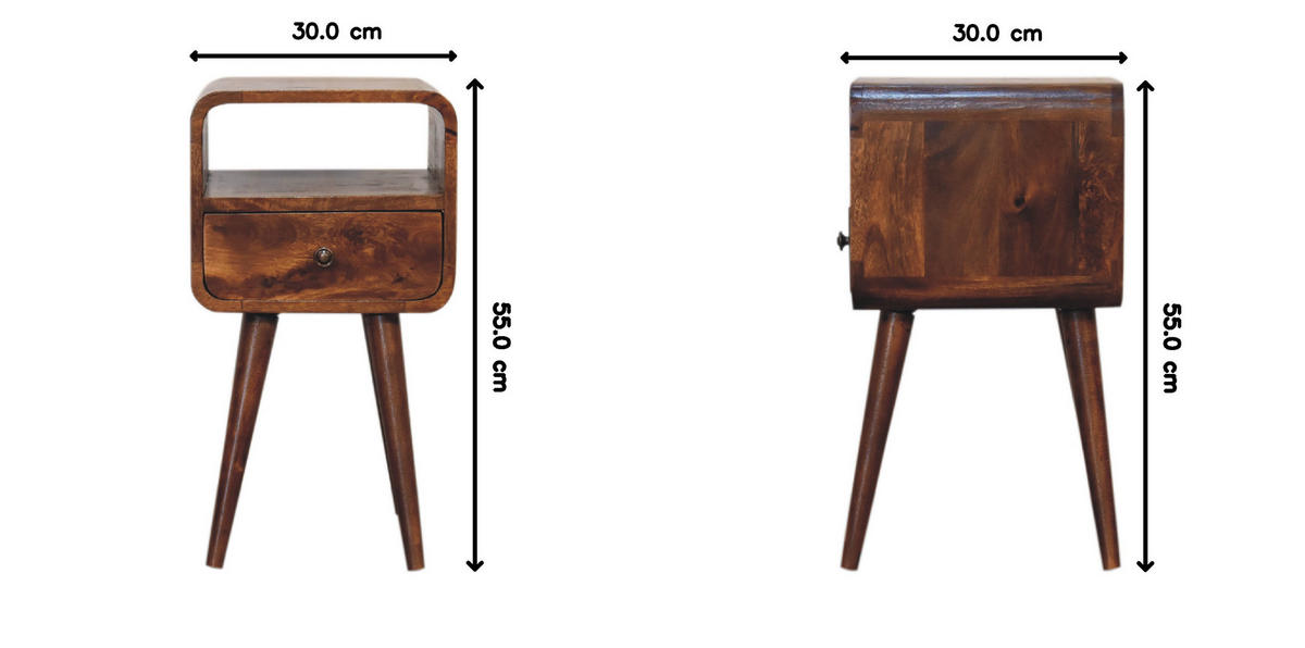 NACHTTISCH mit 1 Schublade, 1 Offener Ablage, Braun - Messingfarben/Braun, Holz/Metall (30/55/30cm) - Artisan Furniture