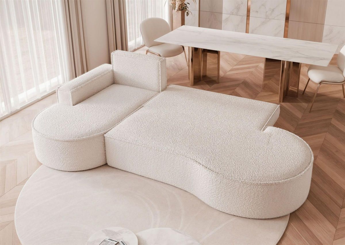 ECKSOFA Arlet Mit Schlaffunktion - Creme, Holzwerkstoff/Textil (277/156cm) - Fun Möbel