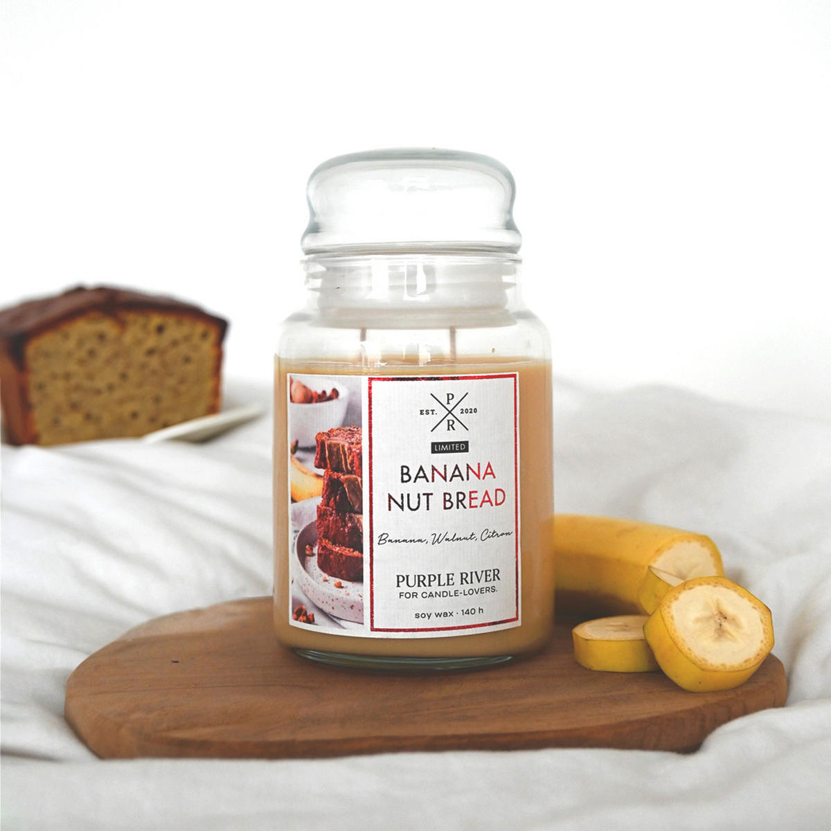 DUFTKERZE Purple River - Gelb, Naturmaterialien/Glas (18cm)