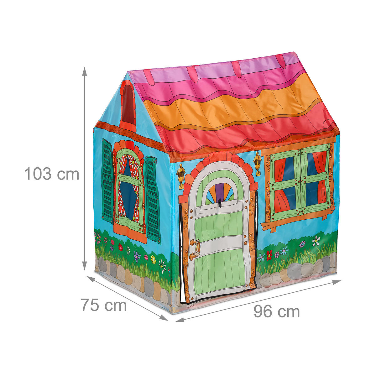 SPIELZELT Mehrfarbig Hausform Polyester 103x96x75 cm - Multicolor, Kunststoff/Textil (96/75cm) - Relaxdays
