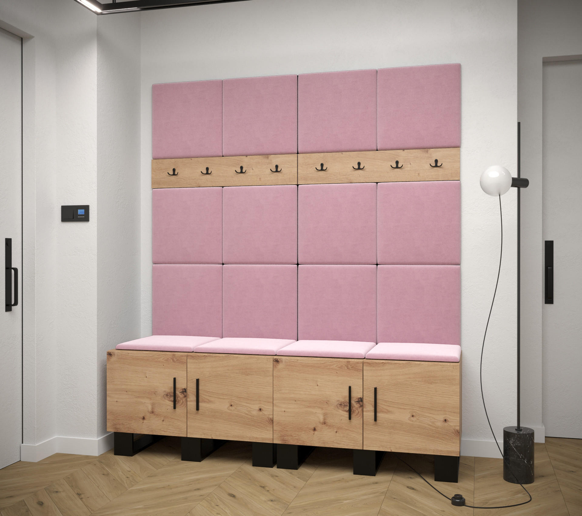 GARDEROBEN-SET 196/168/45,6 - Pink/Schwarz, Holz/Kunststoff (168/196/45.6cm) - Abiks Möbel