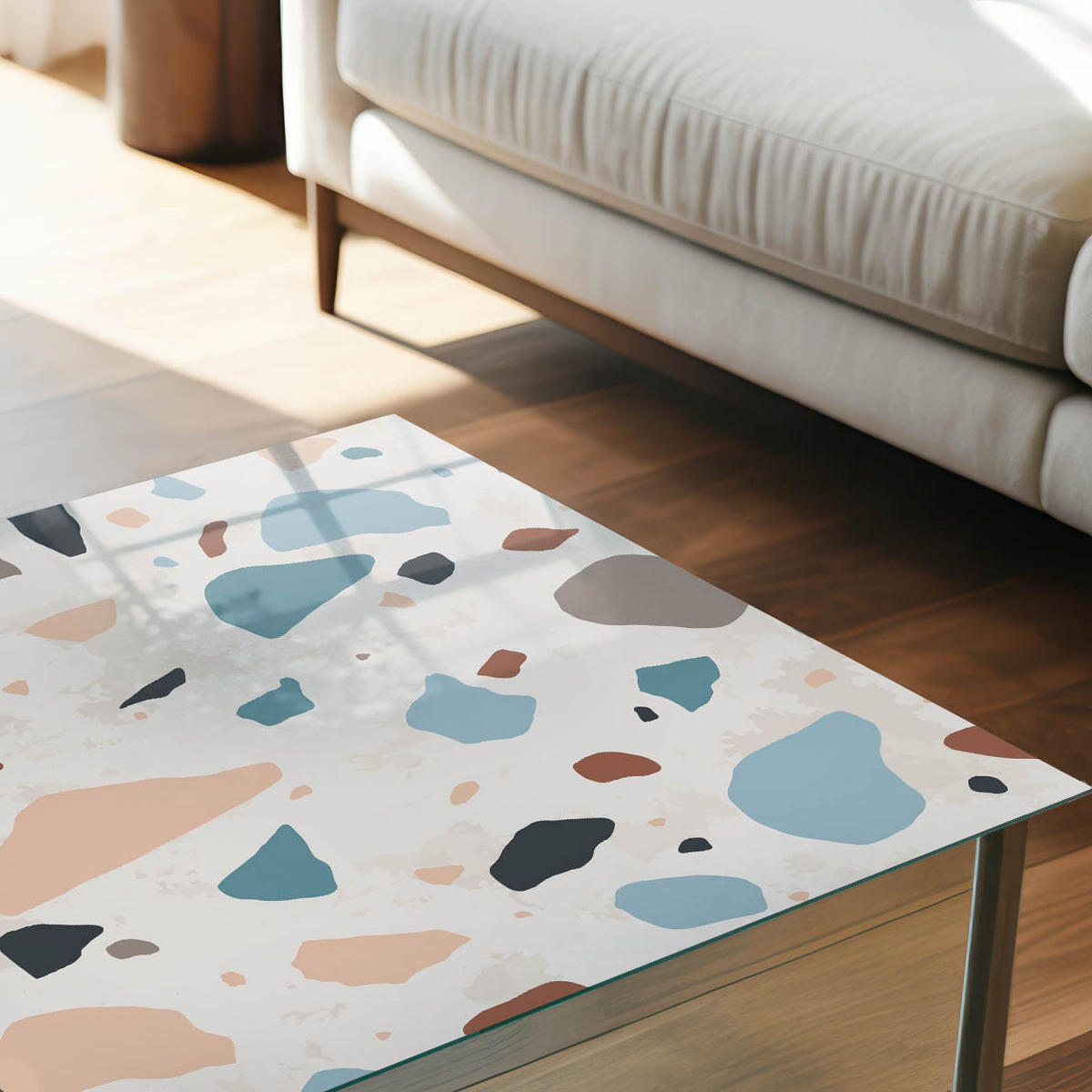 GLASPLATTE 80x60 cm – Farbenfroher Terrazzo - Braun, Glas (0.4/80/60cm) - ArtPrintCave