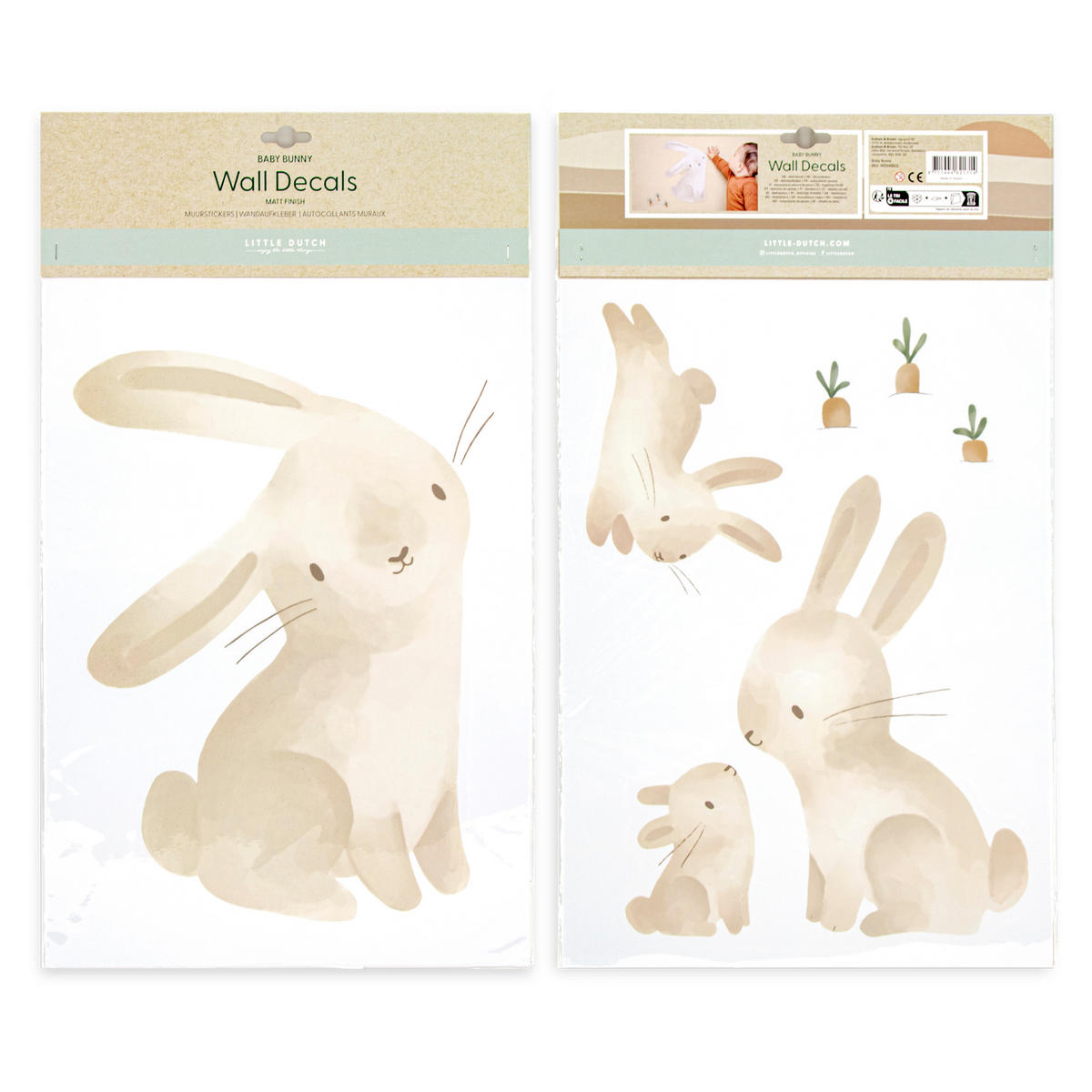 WANDAUFKLEBER Baby Bunny - Braun/Weiß, Kunststoff (30/52/0.1cm) - Little Dutch
