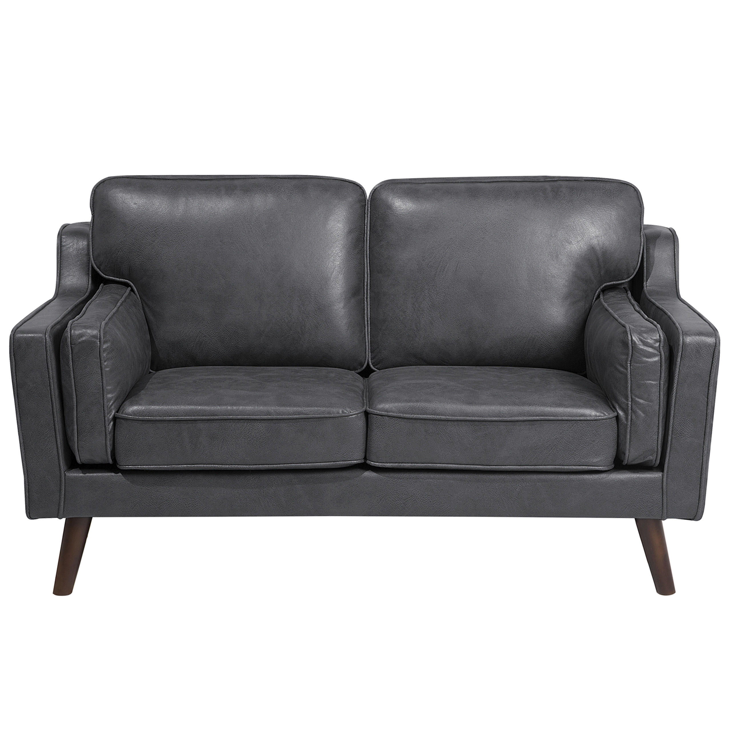 2-SITZER-SOFA Kunstleder Grau Lokka - Dunkelgrau, Textil (150/85/83cm) - Beliani