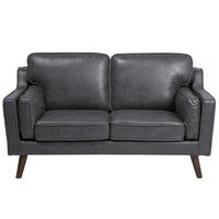 2-SITZER-SOFA Kunstleder Grau Lokka - Dunkelgrau, Textil (150/85/83cm) - Beliani