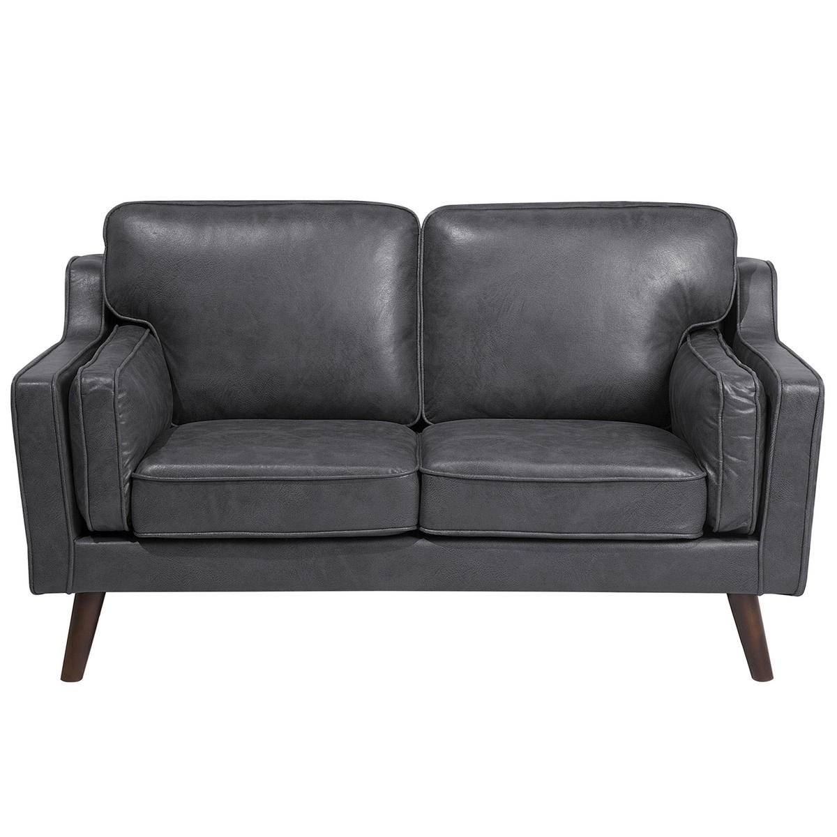 2-SITZER-SOFA Kunstleder Grau Lokka - Dunkelgrau, Textil (150/85/83cm) - Beliani