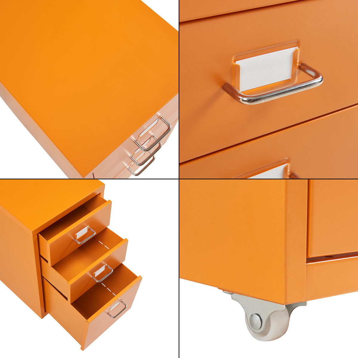 ROLLCONTAINER Kökar - Orange, Metall (28/48/41cm) - [en.casa]
