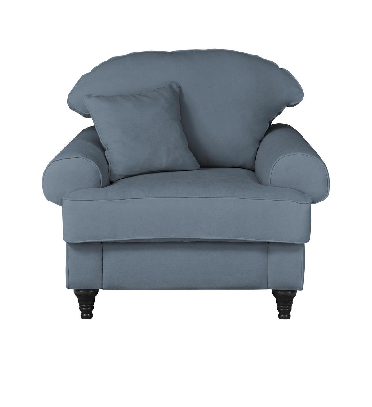SESSEL blau Landhaus, Loungesessel 110 cm - Blau/Braun, Holz/Textil (110/95/100cm) - Furn.Design