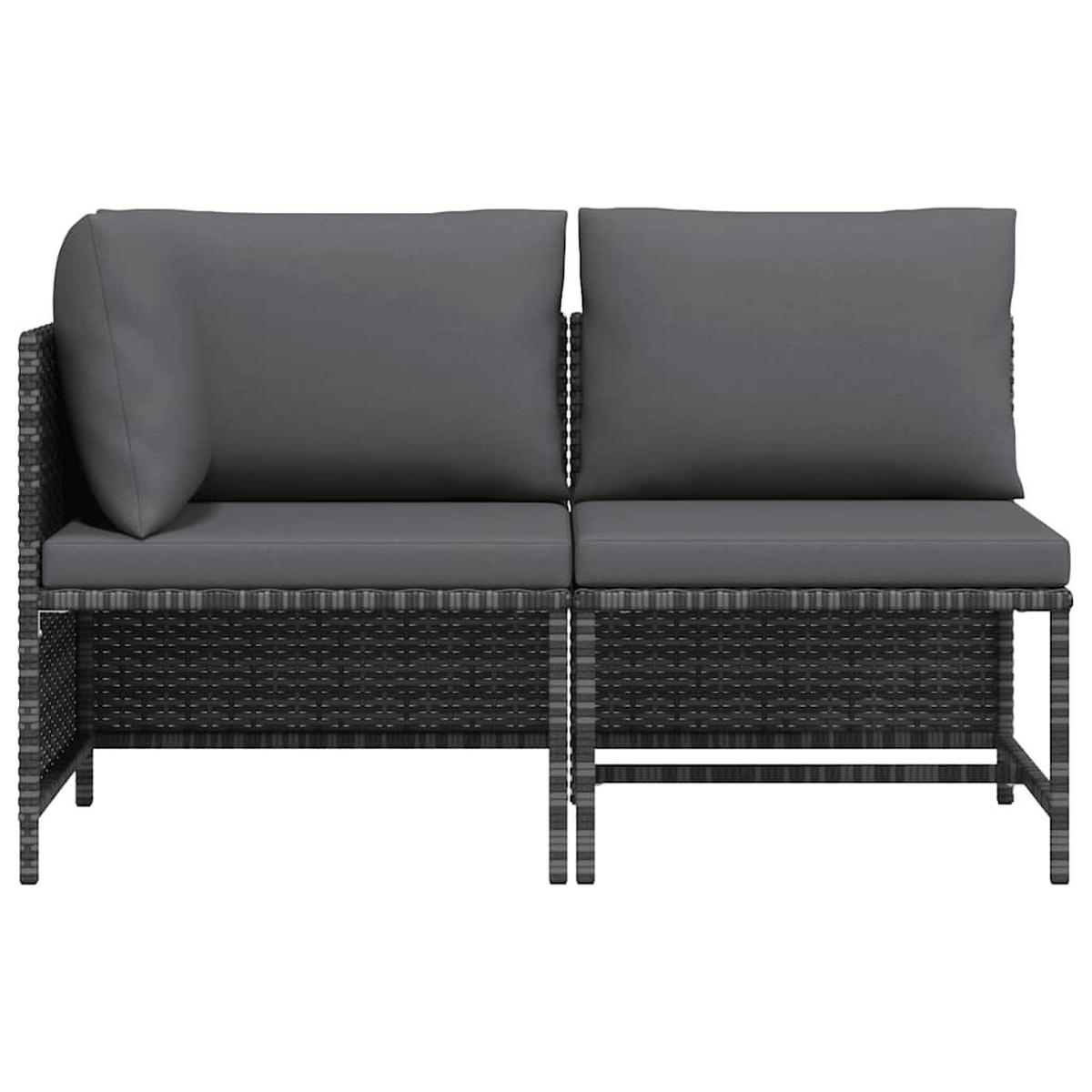 GARTEN-SOFAGARNITUR 2-TLG. Mit Auflagen Poly Rattan Grau - Grau, Kunststoff (60/60/54cm) - vidaXL