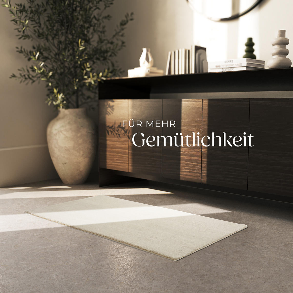 KURZFLORTEPPICH Soft Zone,rutschfeste Unterseite,beige - Beige, Kunststoff (110/60cm) - tectake