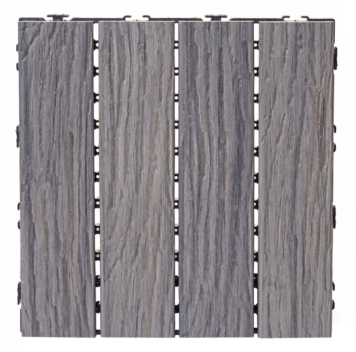 WPC BODENFLIESE 11x 30x30cm linear Antik-Braun - Braun, Kunststoff (30/30/2.5cm) - BERLINLODGE