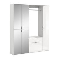 GARDEROBENKOMBINATION 4tlg. Projekt X Garderobe in weiß Nb. und weiß hochglanz B/H/T: 152x193x34 cm - Weiß, Holzwerkstoff (152/193/34cm)