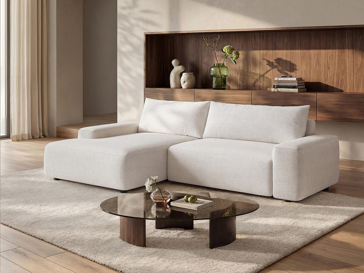 SCHLAFSOFA - 4 Personen-Sitzer - Stoff - Cremefarben - - Creme, Textil (264/87/162cm) - Vente-Unique