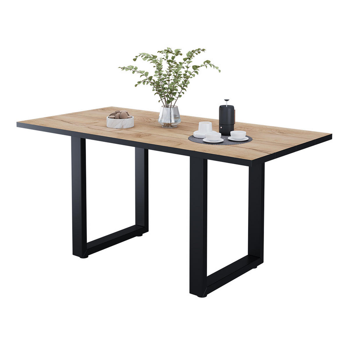 JEDÁLENSKÝ STÔL Livorno Čierny/zlatý dub - čierna, kompozitné drevo (80/160/77cm) - Vicco