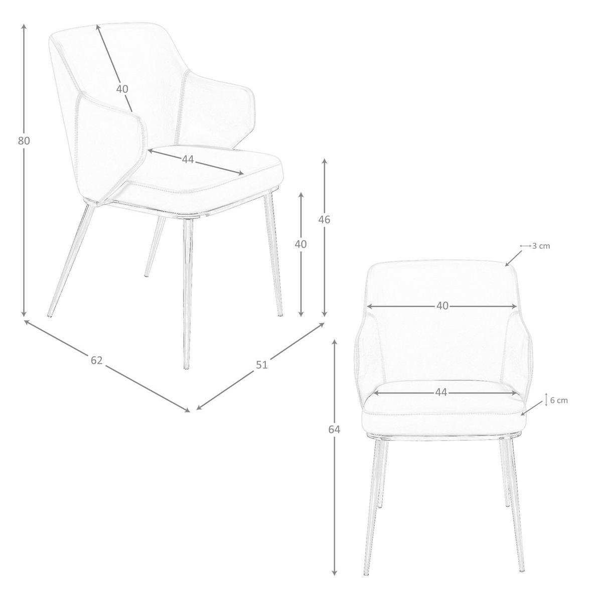 STUHL asymmetrisch Braun Rosa 51/62/80 cm - Braun, Leder/Metall (51/80/62cm) - ANGEL CERDA