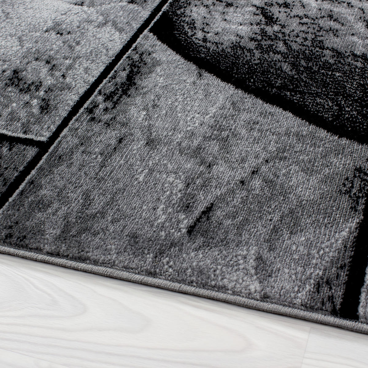 TEPPICH Kurzflor DRAU in Schwarz, in Steinoptik, 80 x 300 cm - Schwarz, Textil (300/80cm) - KADIMA DESIGN