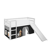 SPIELBETT JELLE Star Wars Schwarz - Hochbett - mit Rutsche und Vorhang - Weiß, Holz - Lilokids