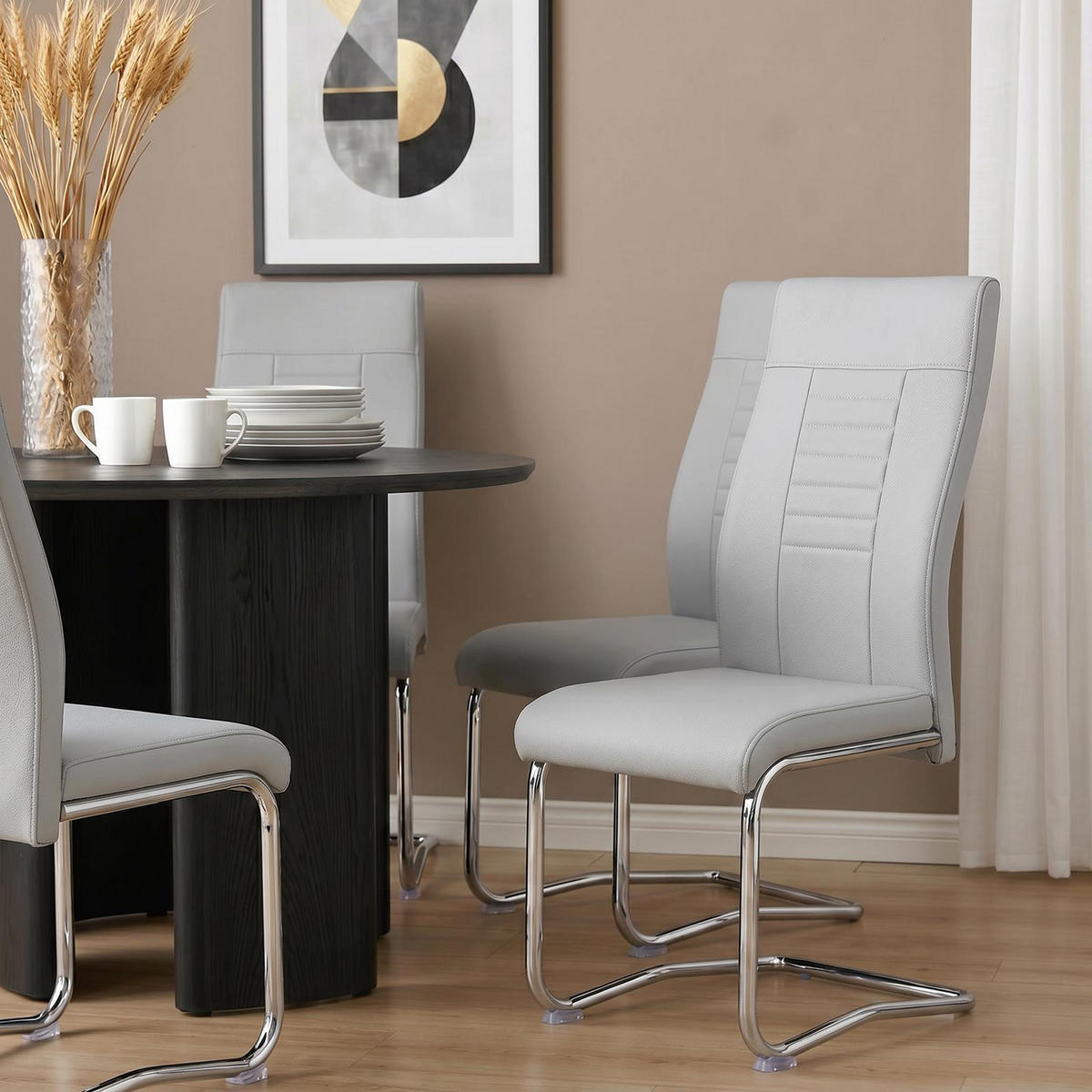 ESSZIMMERSTUHL LOANO 4er-Set grau - Grau, Textil (42/98/60cm) - IDIMEX