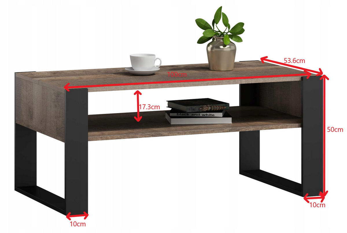 COUCHTISCH KAJA Grange Eiche 100/53,6/50 cm - Eichefarben, Holzwerkstoff (53.6/100/50cm) - Matkam Möbel