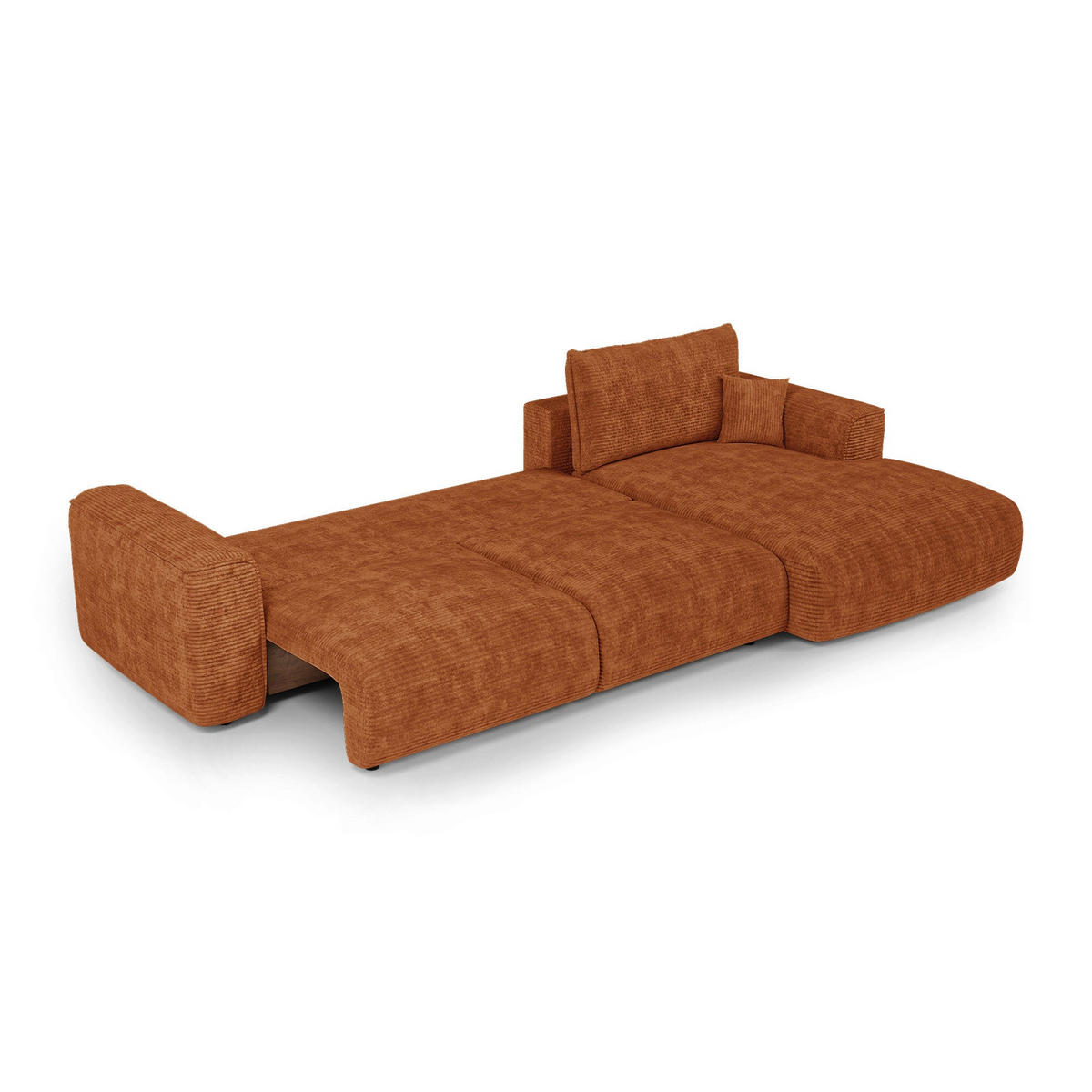 ECKSOFA rechtwinklig COMO Cord Terrakotta 297cm - Dunkelorange/Terracotta, Textil (297/167cm) - Premium Interiors