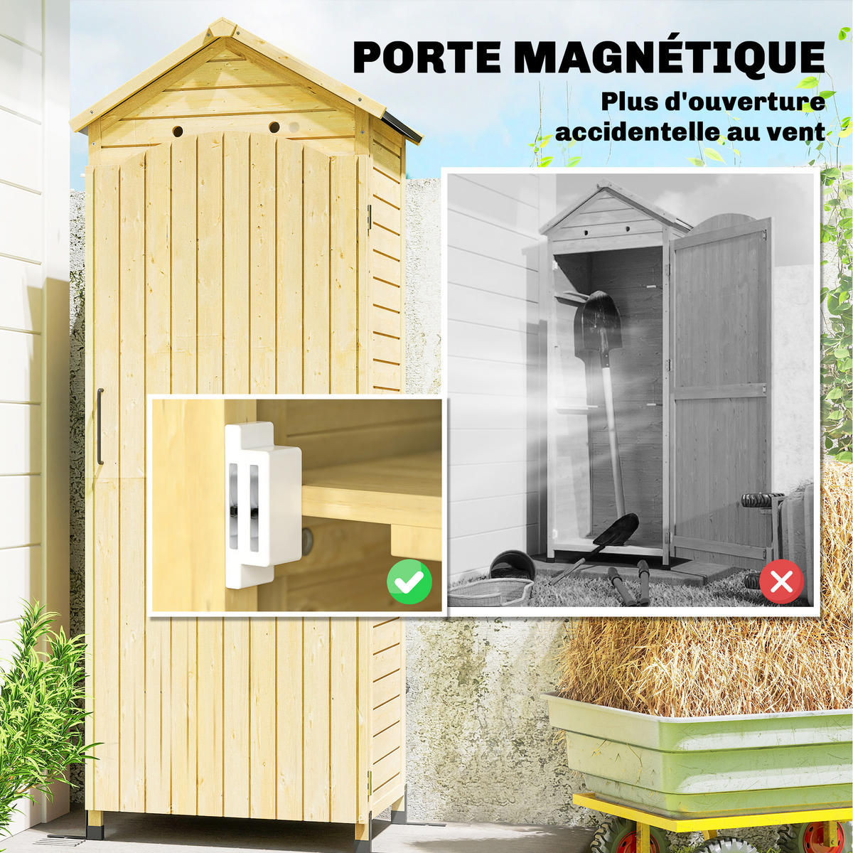 GERÄTESCHUPPEN DE-17613 Naturholz - Naturfarben, Holz (85/213/58cm) - ComfortXL
