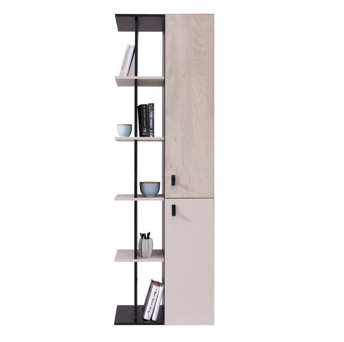JUGENDZIMMER Space Set C 6-teilig - Schwarz-Eiche-Beige - Eichefarben/Beige, Holzwerkstoff (80/190/50cm) - QMM TraumMöbel