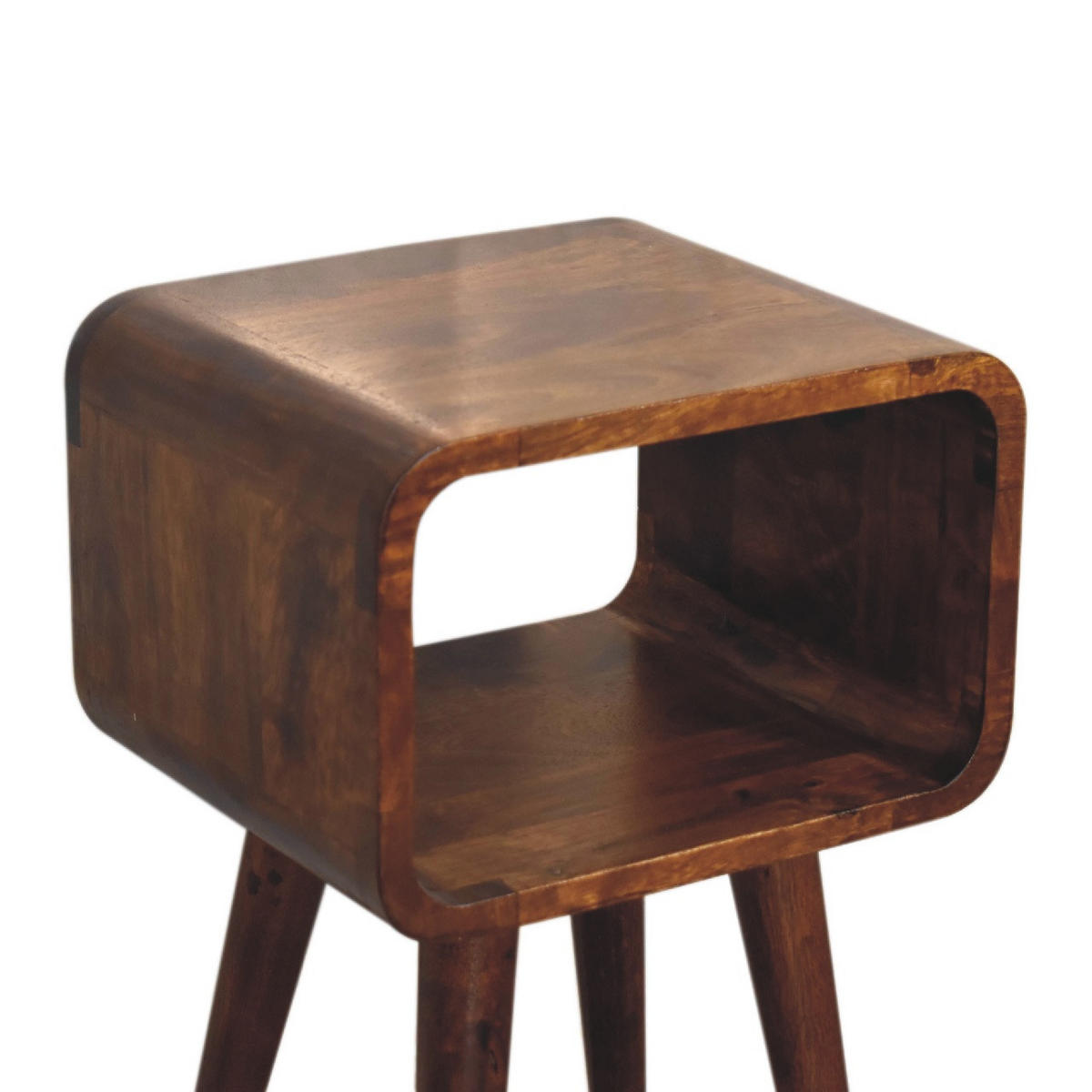NACHTTISCH mit geschwungenem Design - Messingfarben/Braun, Holz/Metall (30/50/25cm) - Artisan Furniture