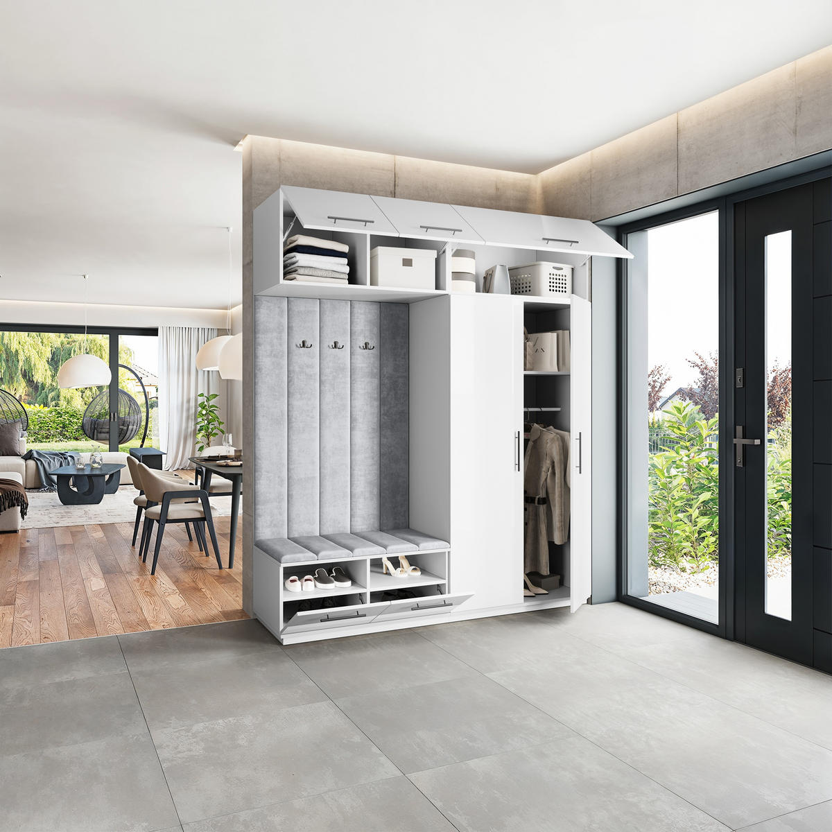 GARDEROBENSCHRANK REMA 200/240/60 cm Modern Weiß - Weiß, Holzwerkstoff (200/240/60cm) - MASSENO